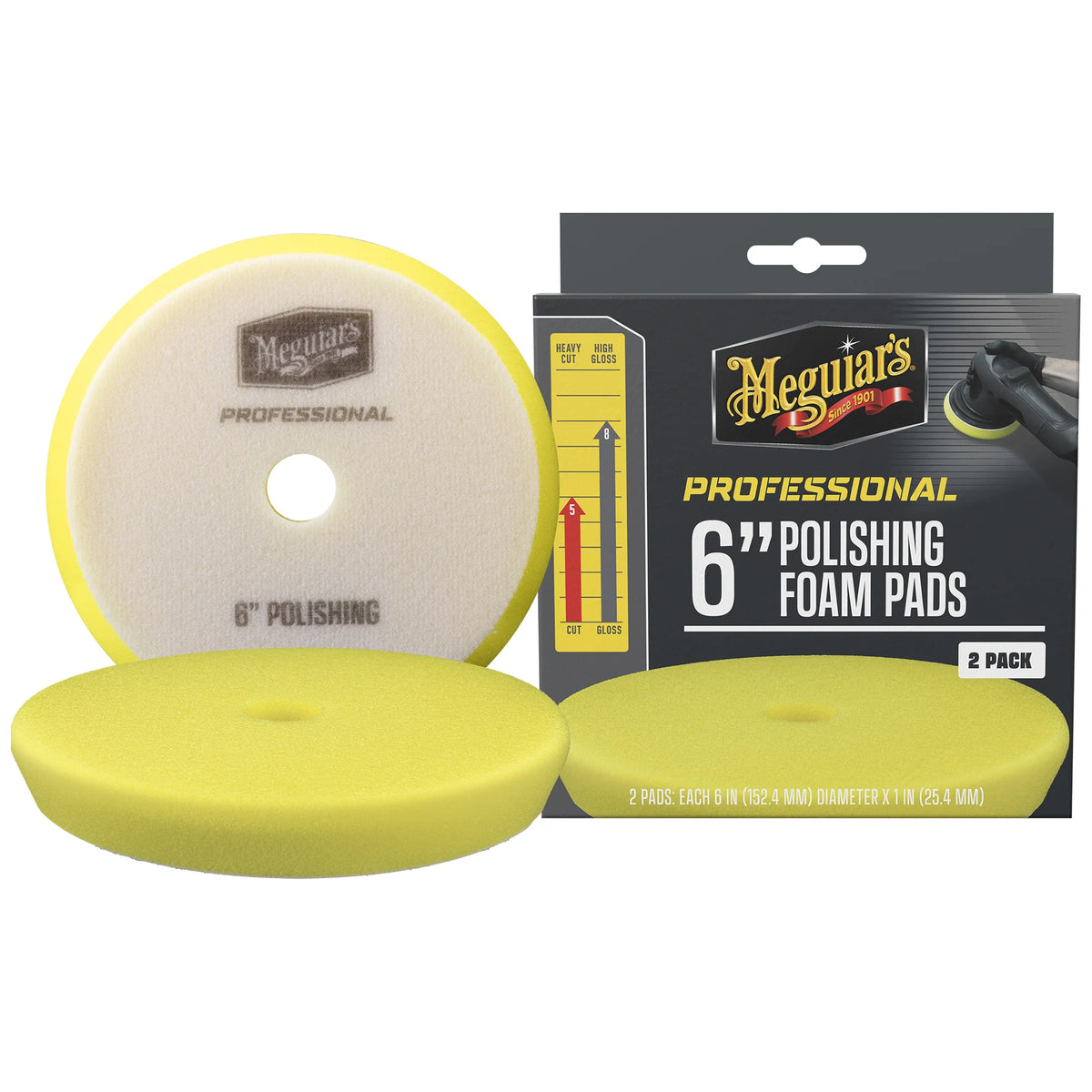 Meguiar's Professional Polishing Foam Pads - 6 inch - Yellow (2-Pack)