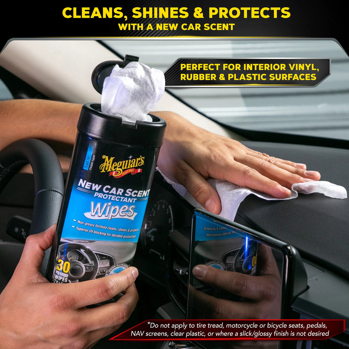 Meguiar's New Car Scent Protectant Wipes (30 Wipes)
