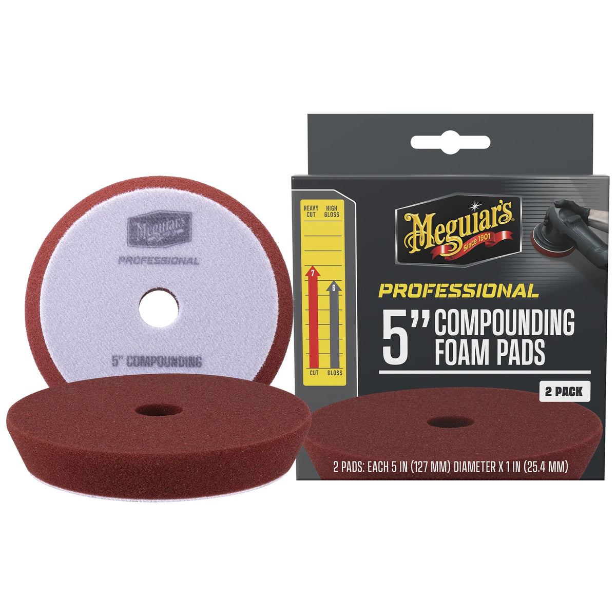 Meguiar's Professional Compounding Foam Pads - 5 inch - Red (2-Pack)