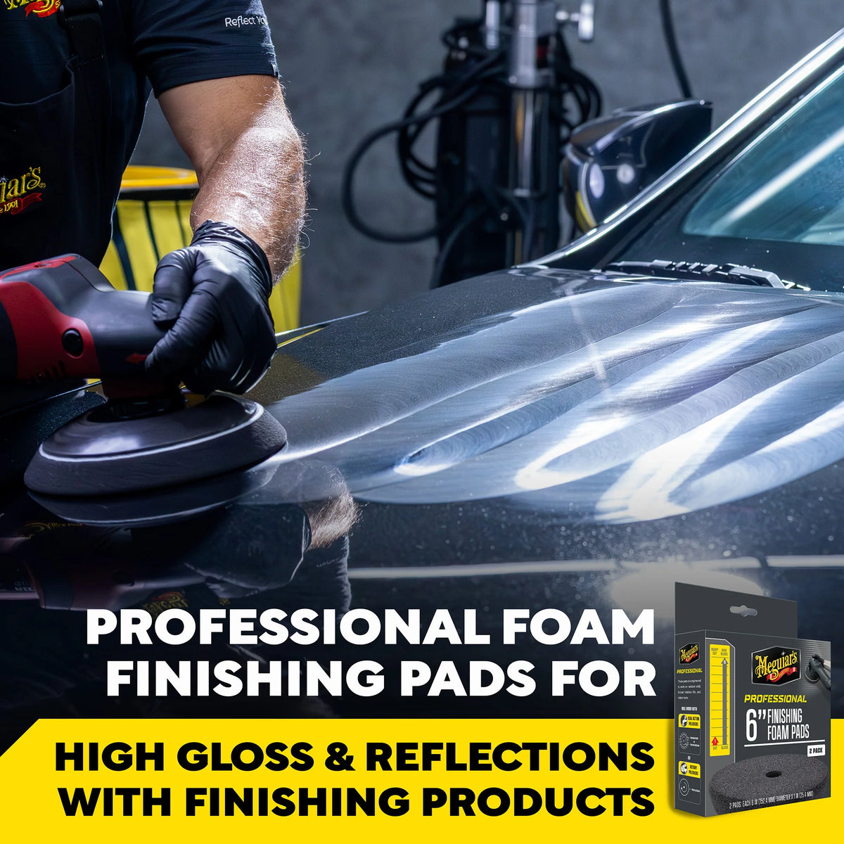 Meguiar's Professional Finishing Foam Pads - 6 inch - Black (2-Pack)