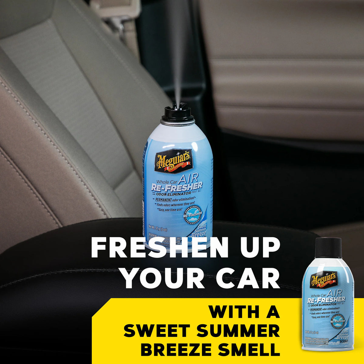 Meguiar's Whole Car Air Re-Fresher Odor Eliminator Mist - Summer Breeze Scent - 2 oz