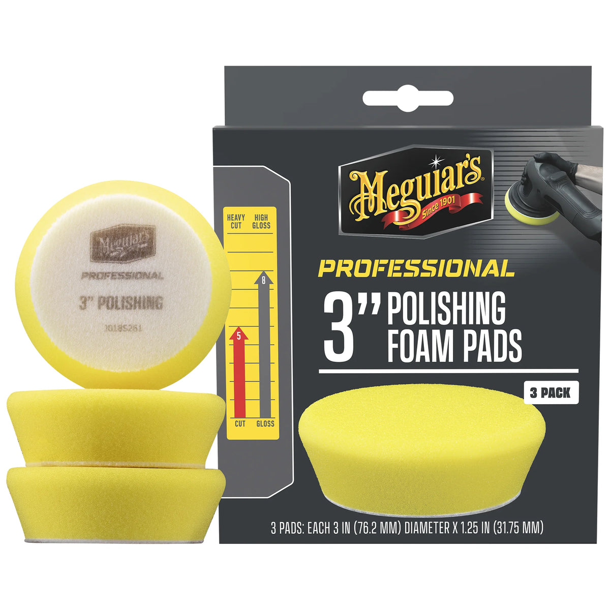 Meguiar's Professional Polishing Foam Pads - 3 inch - Yellow (3-Pack)