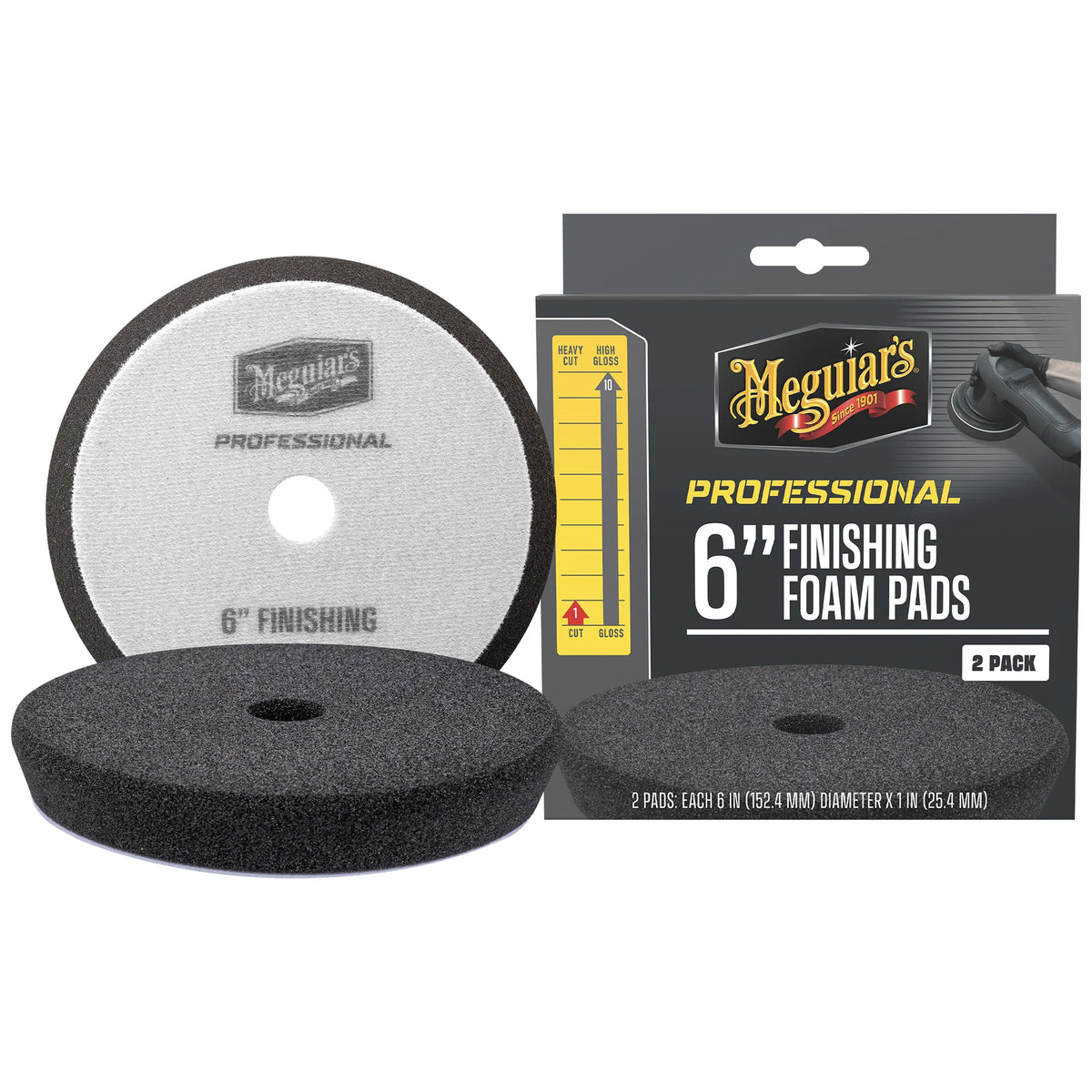 Meguiar's Professional Finishing Foam Pads - 6 inch - Black (2-Pack)