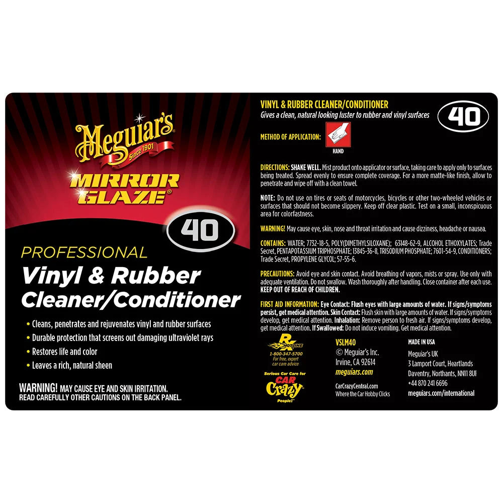Meguiar's Bottle Label - Vinyl & Rubber Cleaner/Conditioner #40
