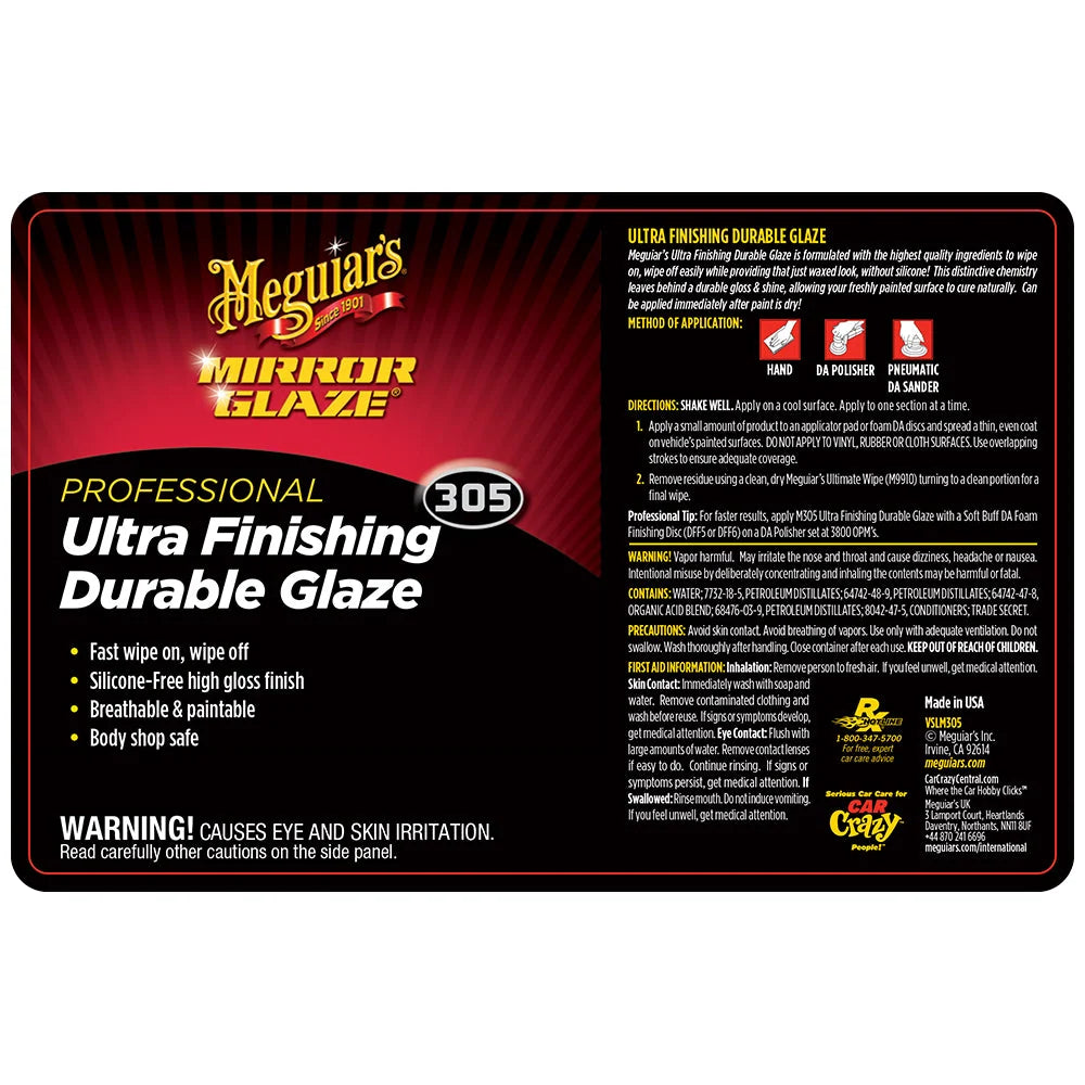 Meguiar's Bottle Label - Ultra-Finishing Durable Glaze #305